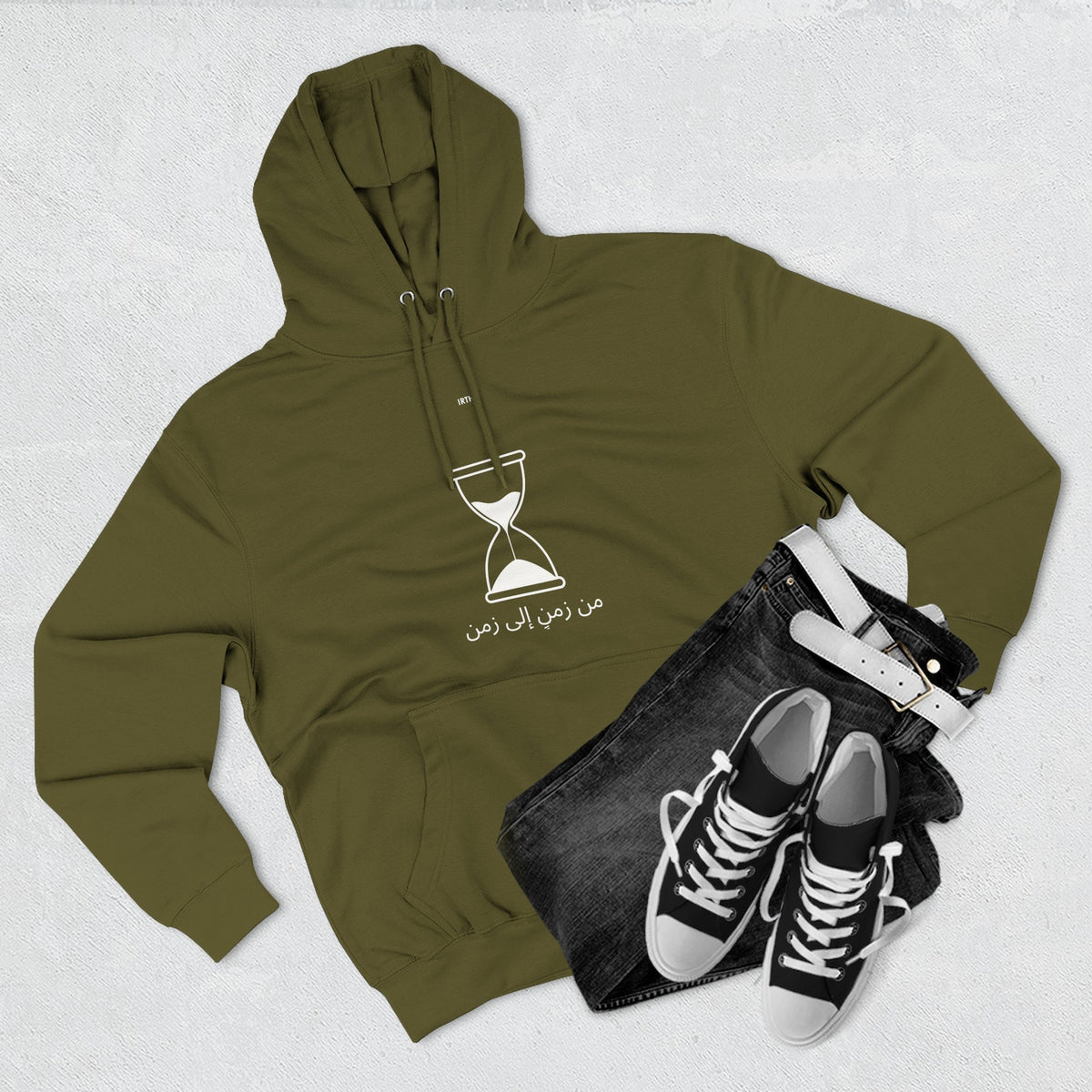 Hourglass Graphic Hoodie — Minimalist 'Time is Up' Fleece Pullover