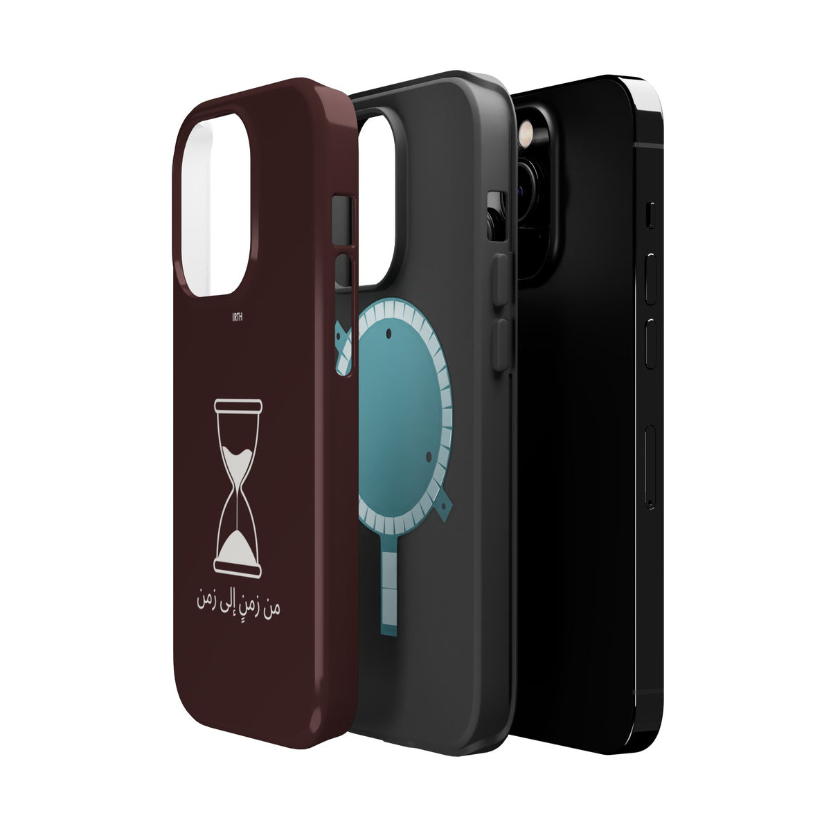 Magnetic Phone Case — Hourglass Design with Arabic "من زمن إلى زمن"