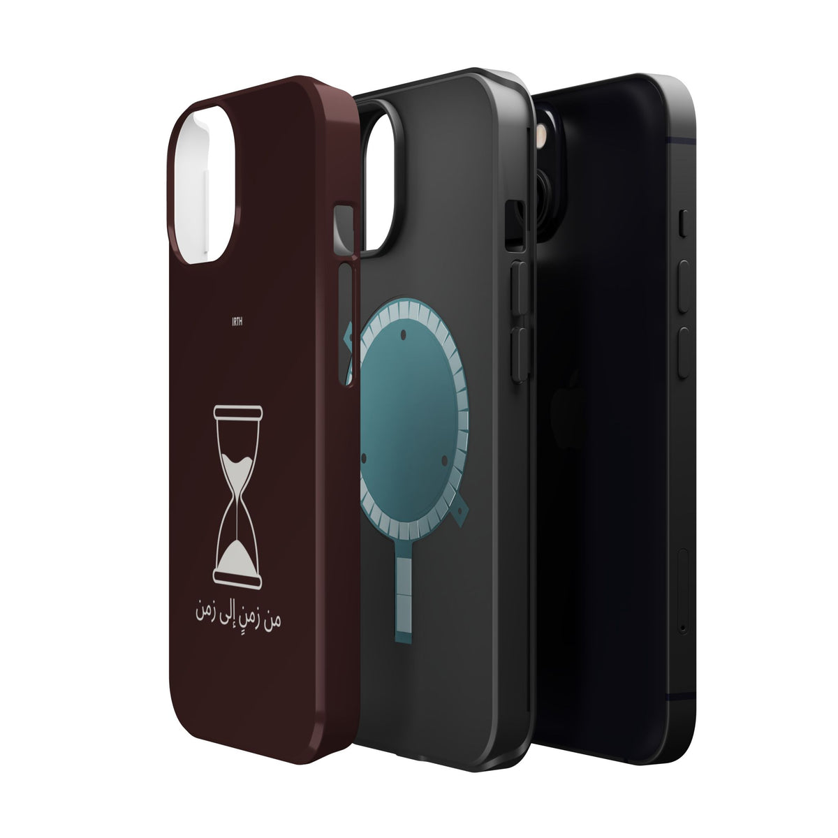 Magnetic Phone Case — Hourglass Design with Arabic "من زمن إلى زمن"