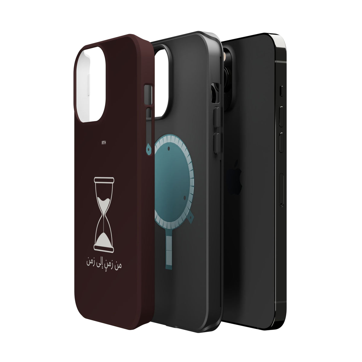Magnetic Phone Case — Hourglass Design with Arabic "من زمن إلى زمن"