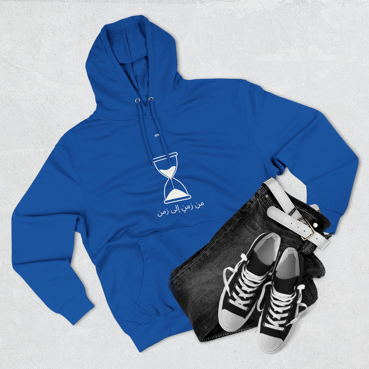 Hourglass Graphic Hoodie — Minimalist 'Time is Up' Fleece Pullover