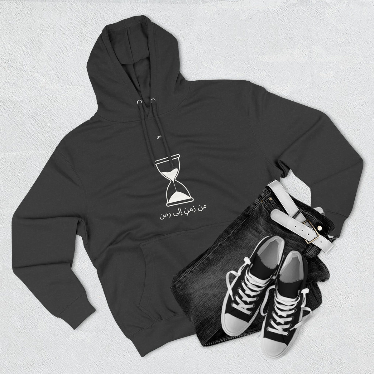 Hourglass Graphic Hoodie — Minimalist 'Time is Up' Fleece Pullover