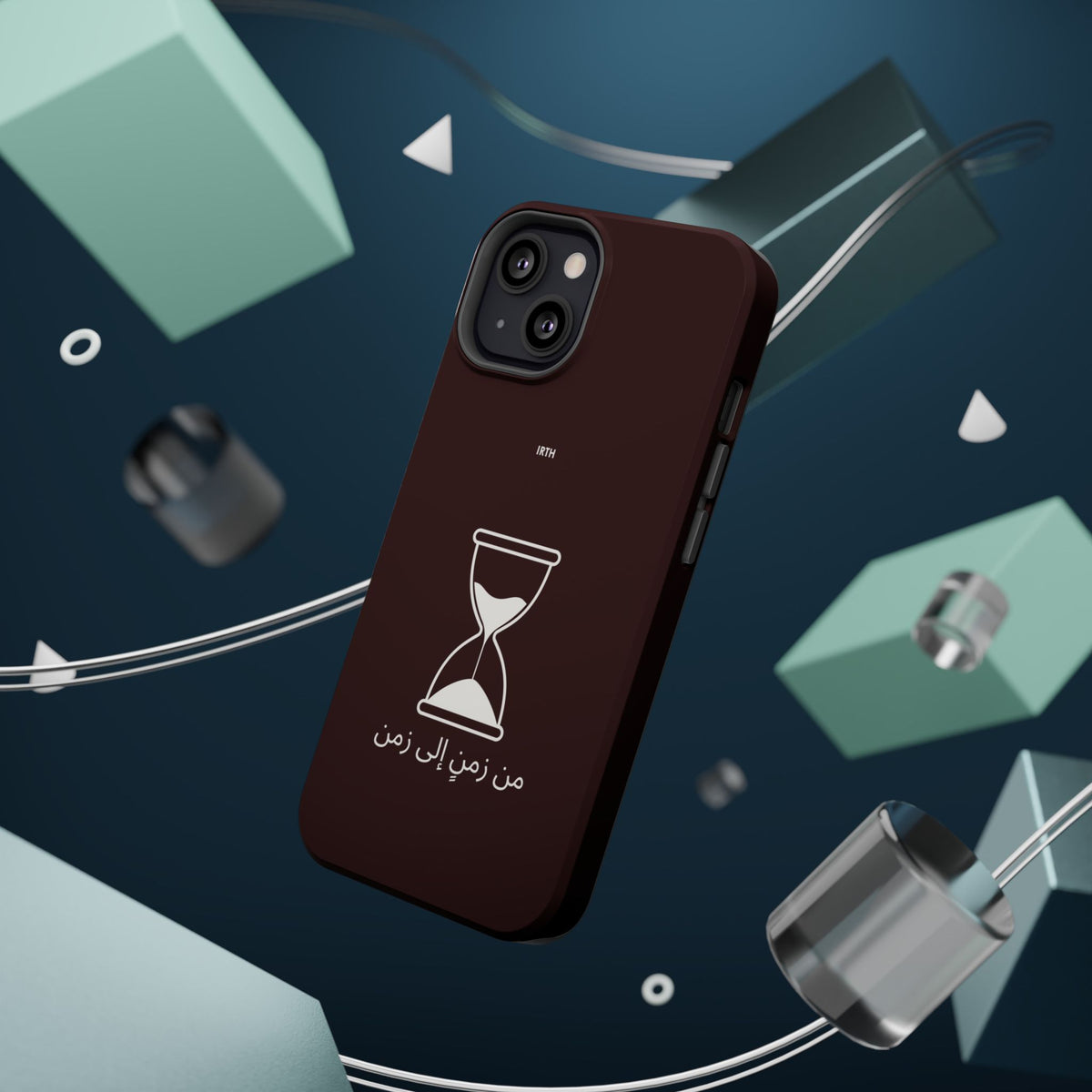Magnetic Phone Case — Hourglass Design with Arabic "من زمن إلى زمن"
