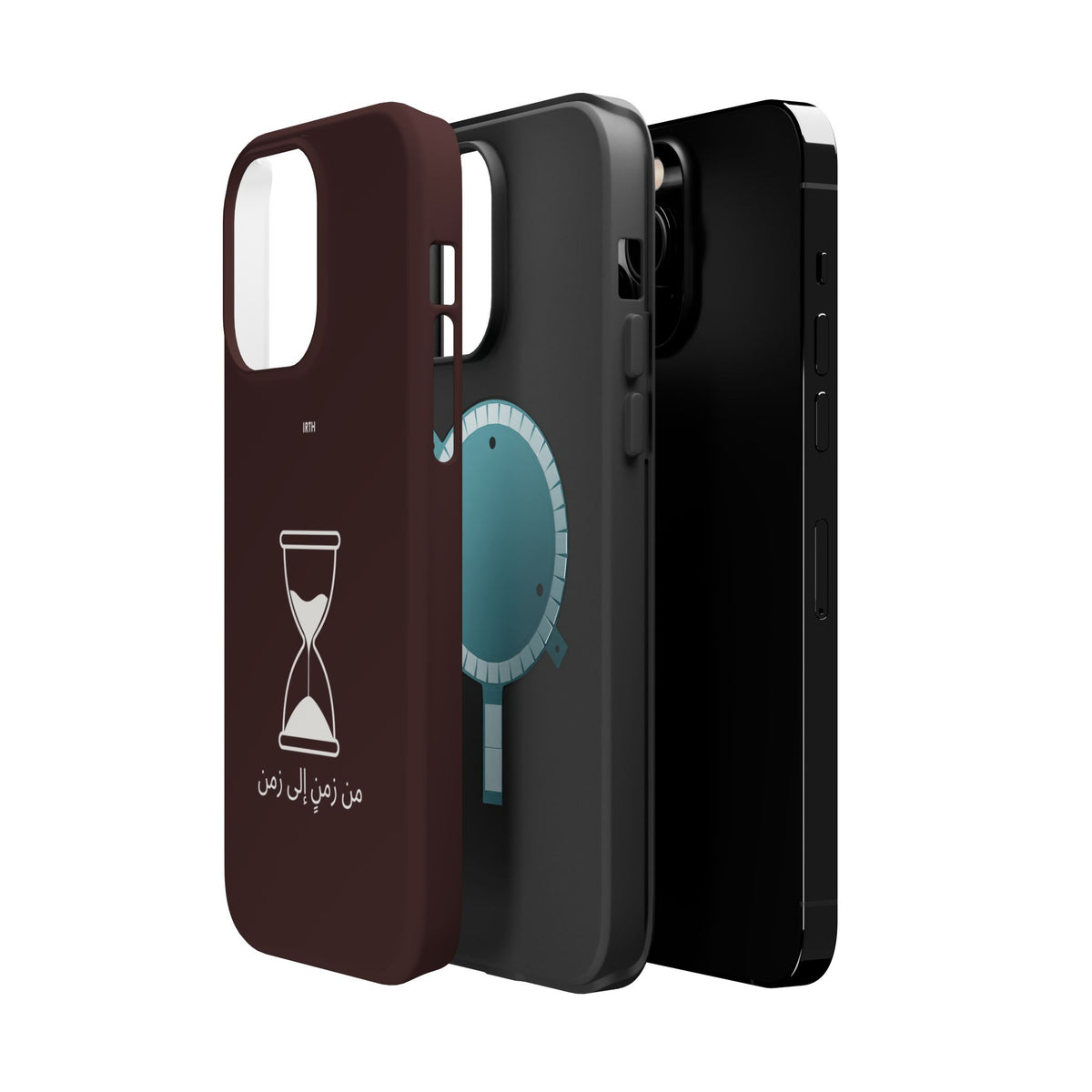Magnetic Phone Case — Hourglass Design with Arabic "من زمن إلى زمن"