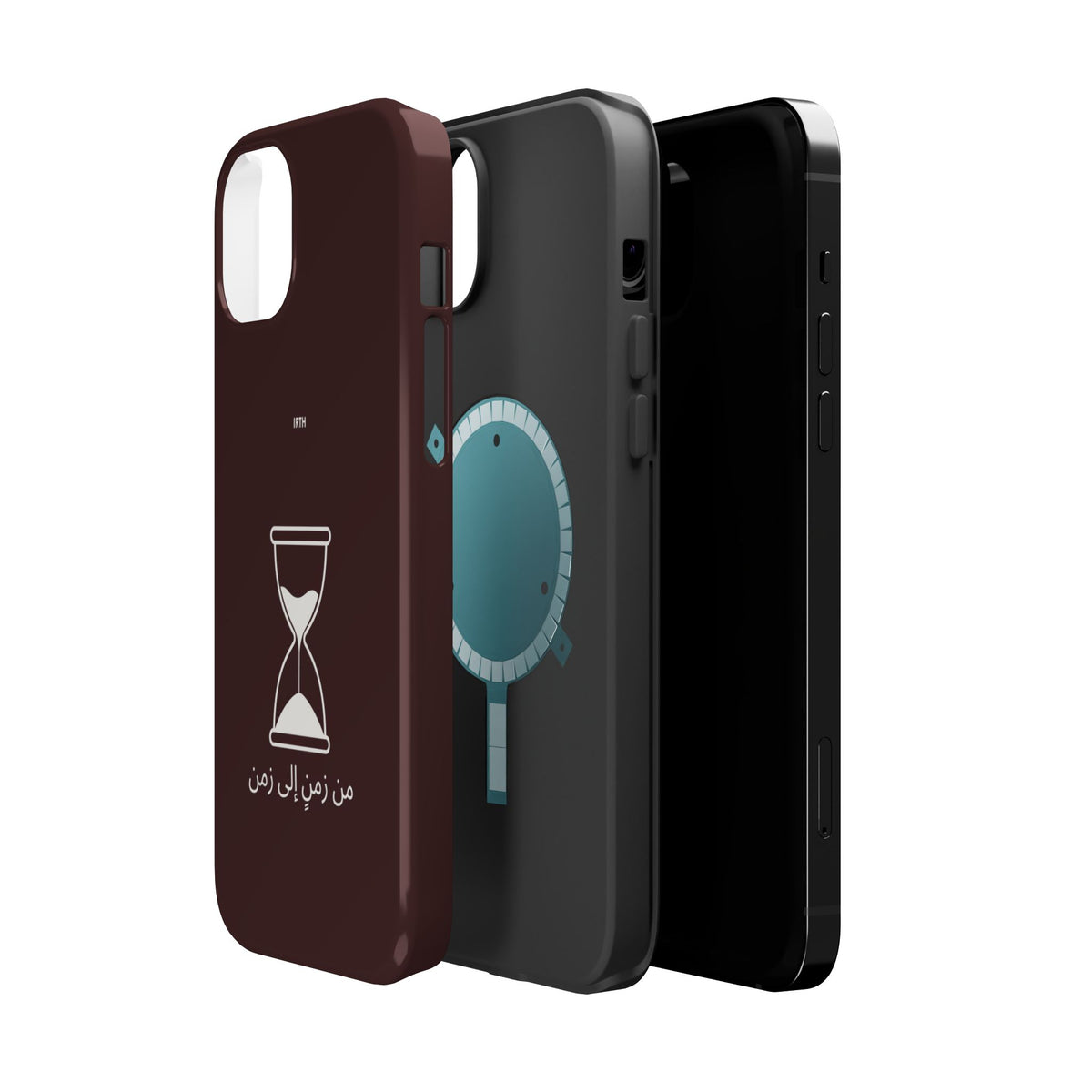 Magnetic Phone Case — Hourglass Design with Arabic "من زمن إلى زمن"