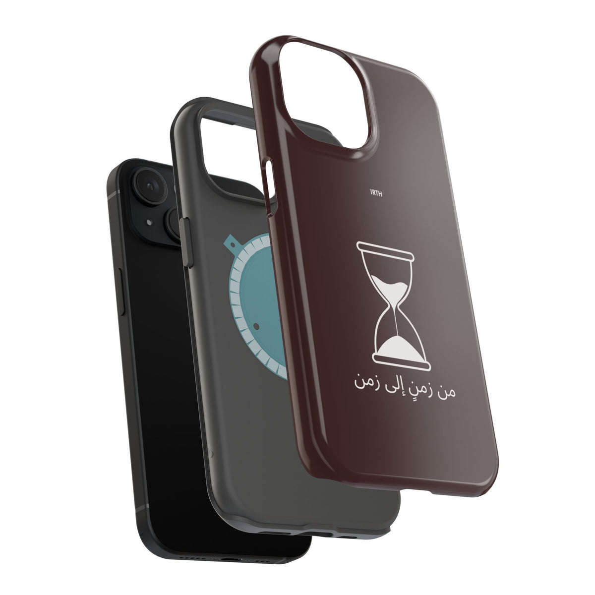 Magnetic Phone Case — Hourglass Design with Arabic "من زمن إلى زمن"