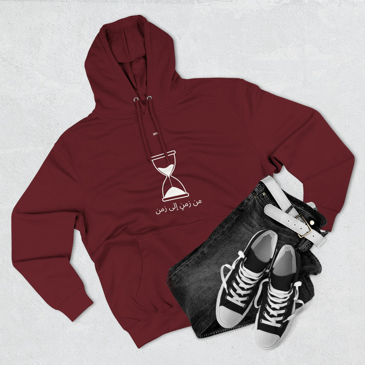 Hourglass Graphic Hoodie — Minimalist 'Time is Up' Fleece Pullover