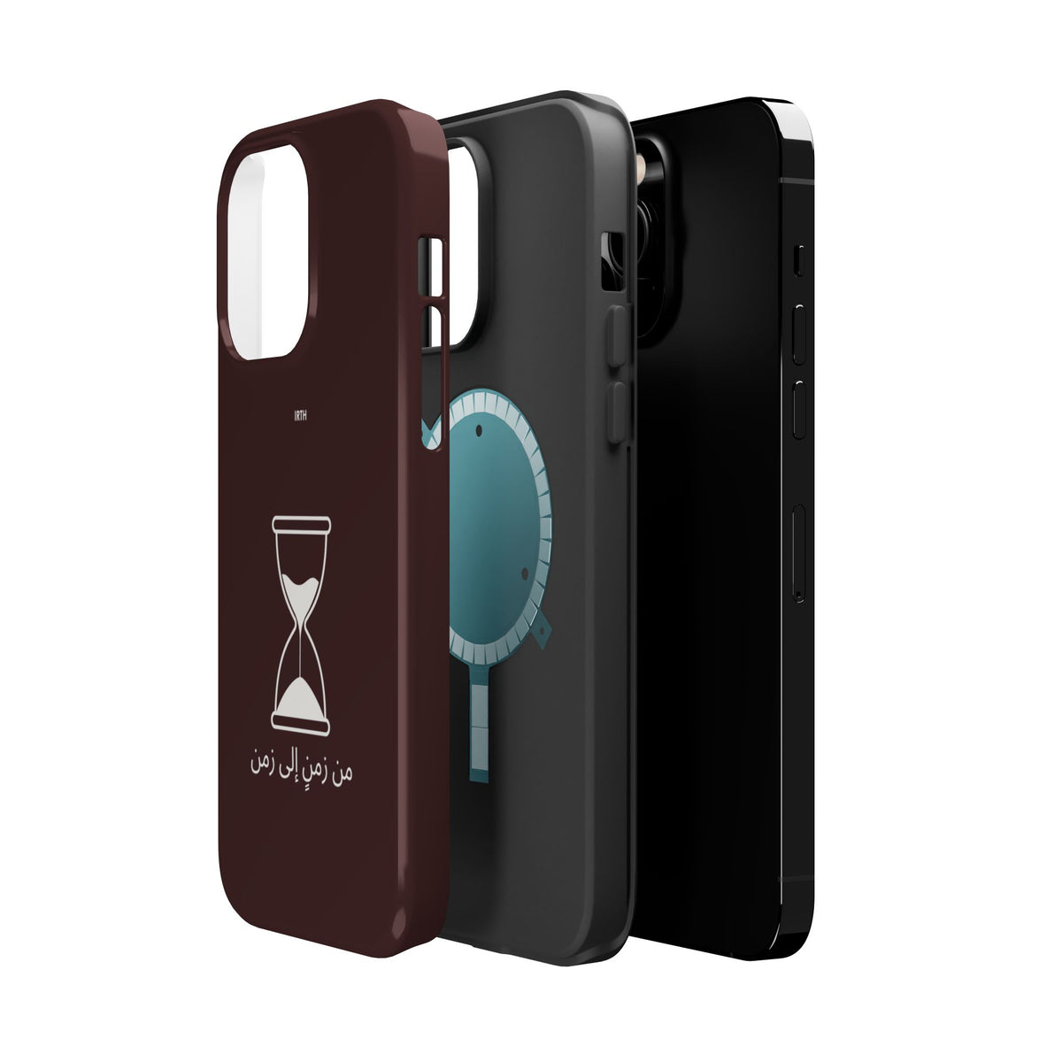 Magnetic Phone Case — Hourglass Design with Arabic "من زمن إلى زمن"