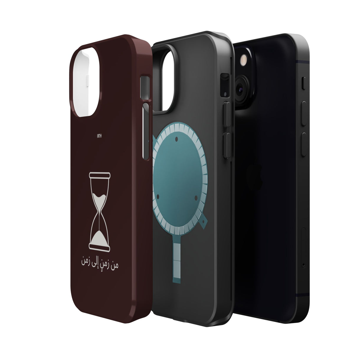 Magnetic Phone Case — Hourglass Design with Arabic "من زمن إلى زمن"
