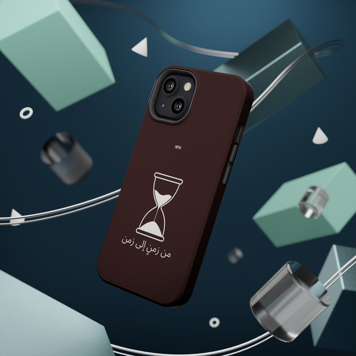 Magnetic Phone Case — Hourglass Design with Arabic "من زمن إلى زمن"