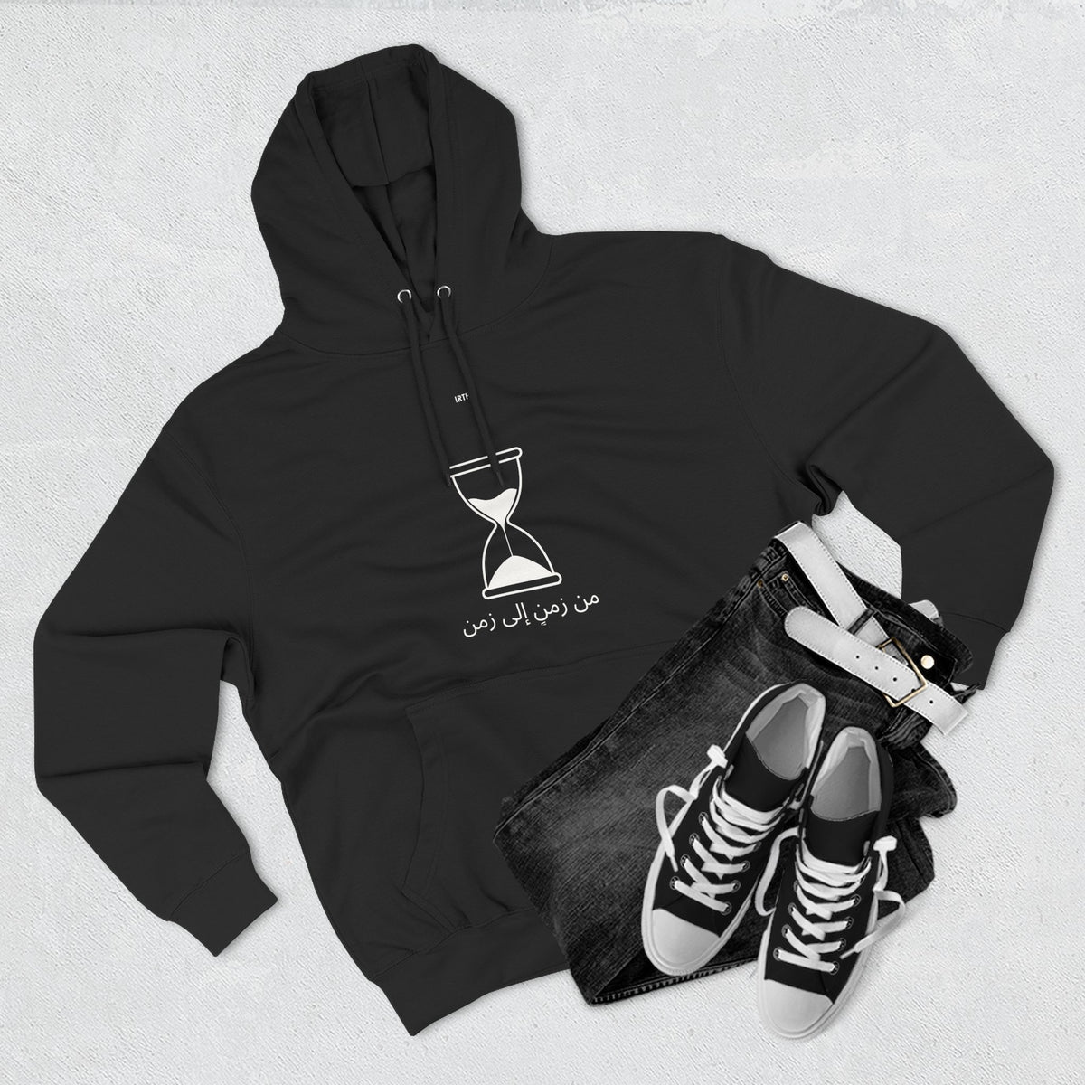 Hourglass Graphic Hoodie — Minimalist 'Time is Up' Fleece Pullover