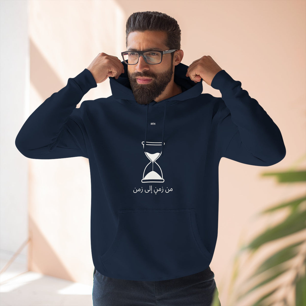 Hourglass Graphic Hoodie — Minimalist 'Time is Up' Fleece Pullover