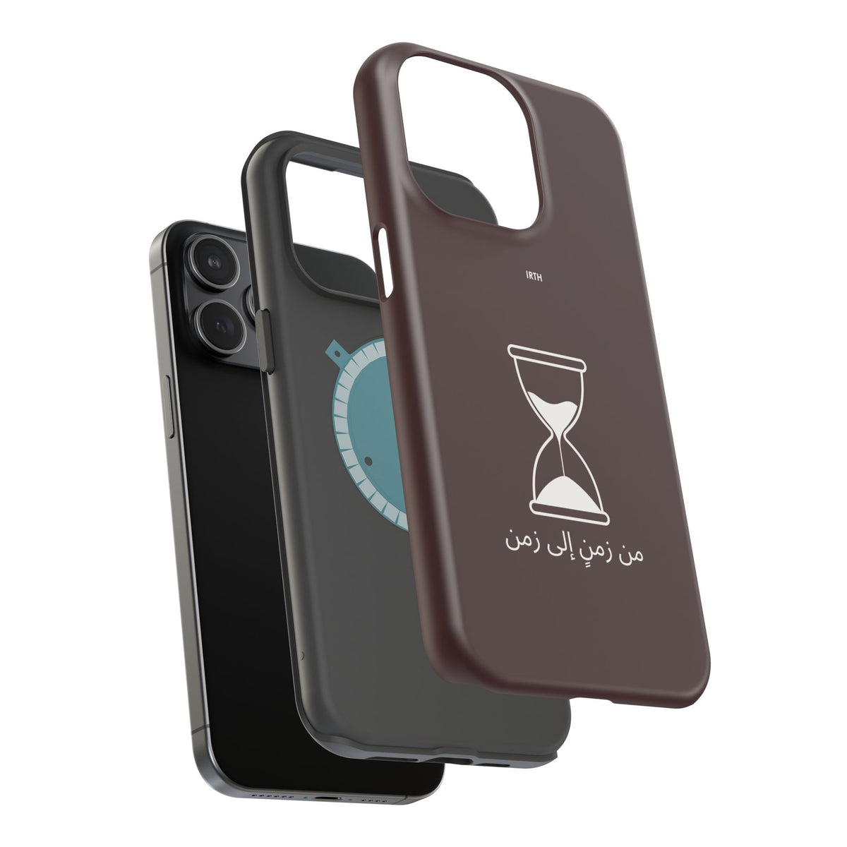 Magnetic Phone Case — Hourglass Design with Arabic "من زمن إلى زمن"