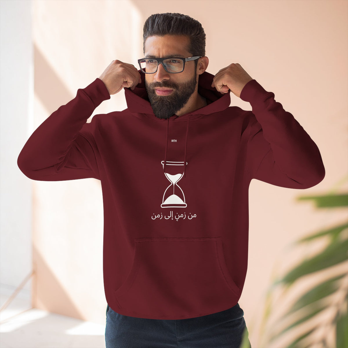 Hourglass Graphic Hoodie — Minimalist 'Time is Up' Fleece Pullover