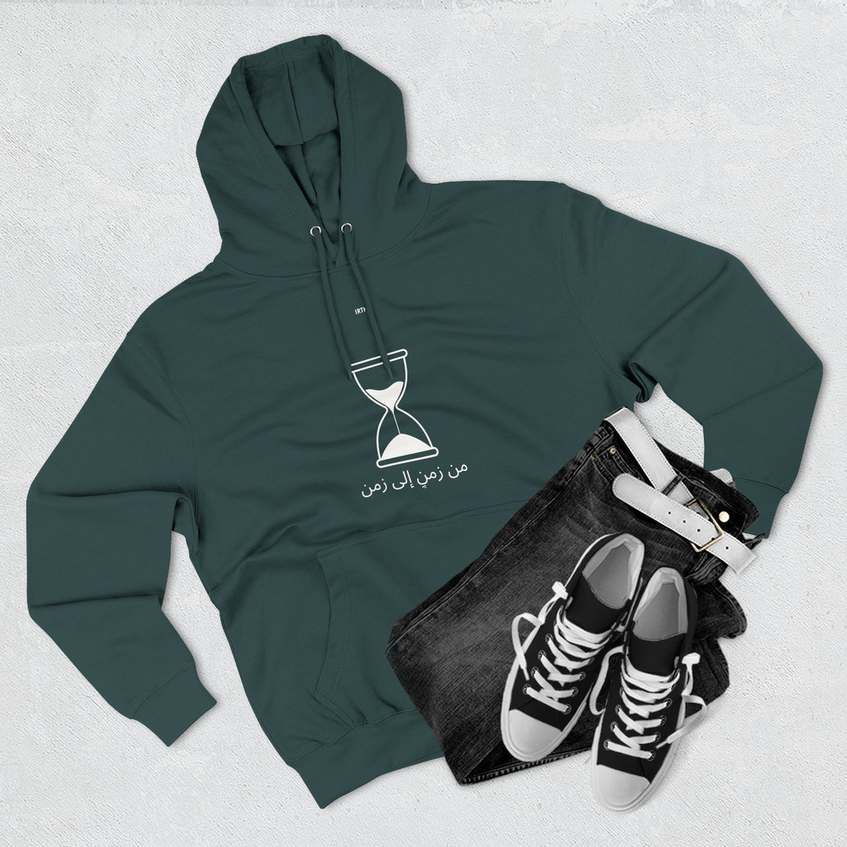 Hourglass Graphic Hoodie — Minimalist 'Time is Up' Fleece Pullover