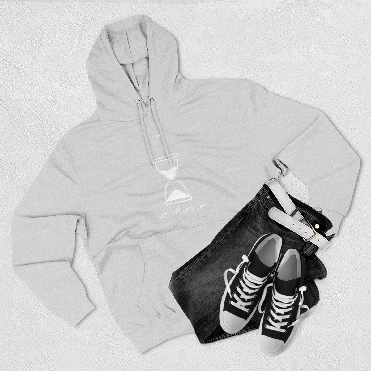 Hourglass Graphic Hoodie — Minimalist 'Time is Up' Fleece Pullover