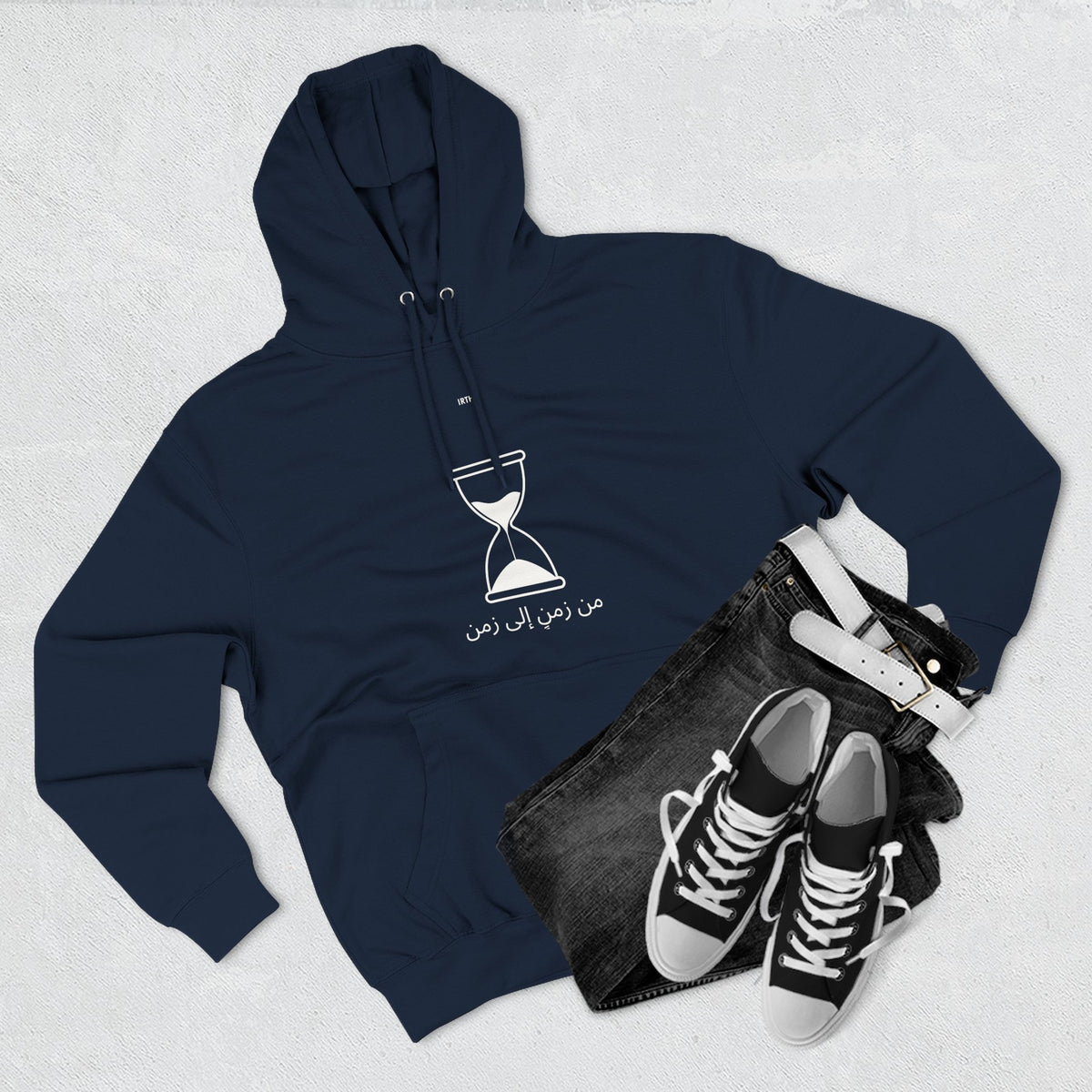 Hourglass Graphic Hoodie — Minimalist 'Time is Up' Fleece Pullover