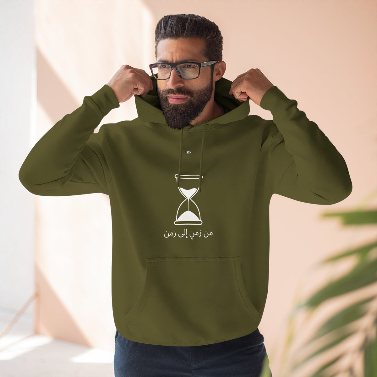 Hourglass Graphic Hoodie — Minimalist 'Time is Up' Fleece Pullover