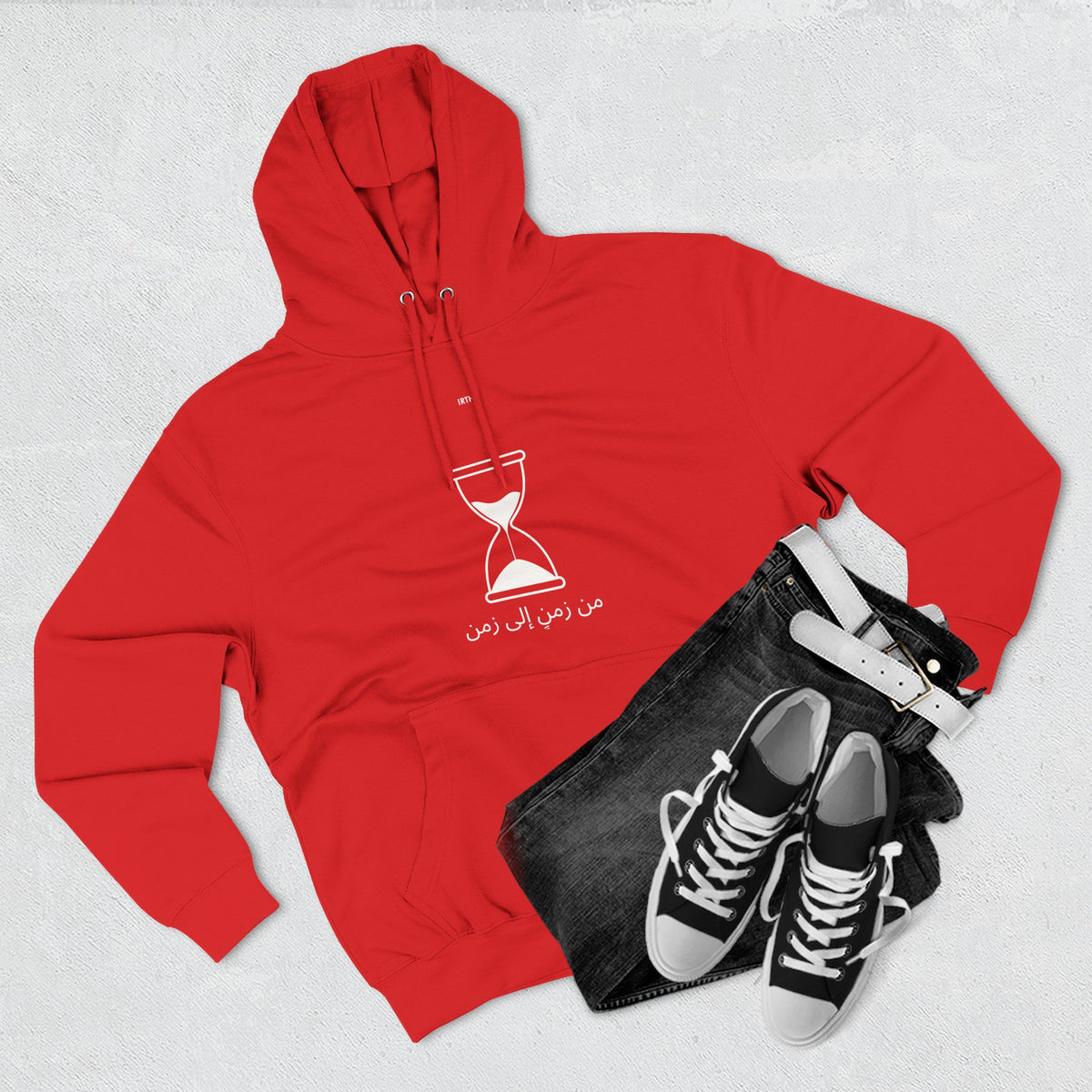 Hourglass Graphic Hoodie — Minimalist 'Time is Up' Fleece Pullover