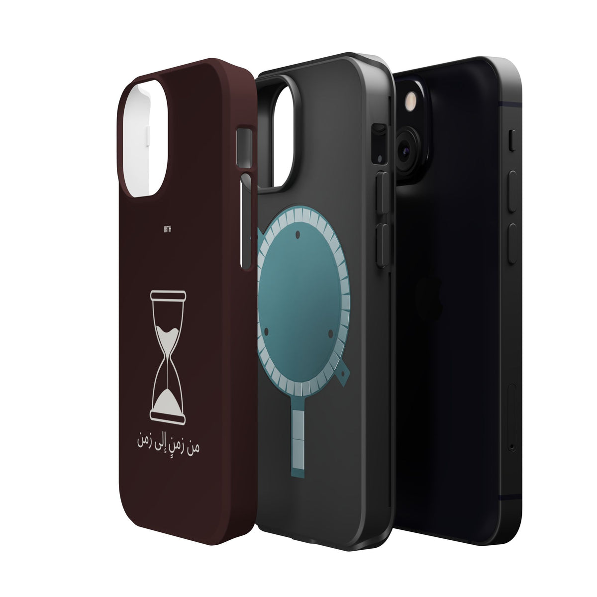 Magnetic Phone Case — Hourglass Design with Arabic "من زمن إلى زمن"