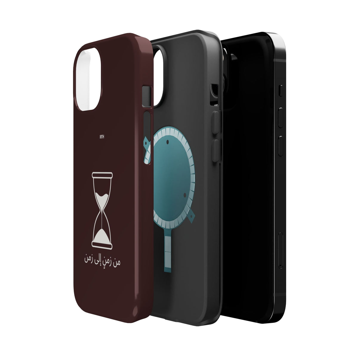 Magnetic Phone Case — Hourglass Design with Arabic "من زمن إلى زمن"